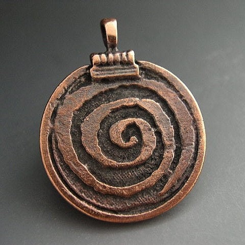 Bronze Spiral of Life Pendant 30mm - Pagan Wicca Wiccan Magick Magic