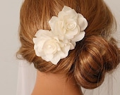 Bridal Head Piece, Bridal Fascinator, Wedding Silk Flower, Bridal Flower Hairclip - DOUBLE MAGNOLIA