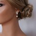 Art Deco, Crystal Earrings, Bridal Pearl Earrings, Pearl Earrings, Sterling Silver Earrings, - GRETCHEN