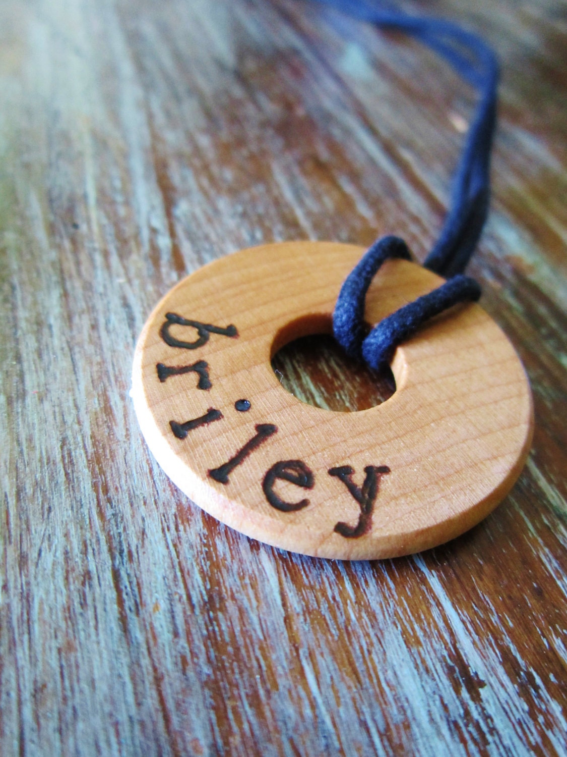 natural wood personalized Nursing necklace (choose your cord color)
