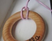 Personalized Wooden Teething/Nursing Necklace with red, pink, turquoise, brown or black cord