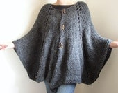 Cape Jacket in Alpaca and Wool - charcoal grey