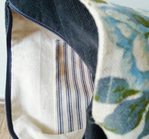 Handmade Slouch Bag Designer Tote Zippered Vintage Linen  by MyStudio on Etsy