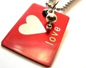 Love ID Tag Metal Pendant on Ball Chain Necklace 