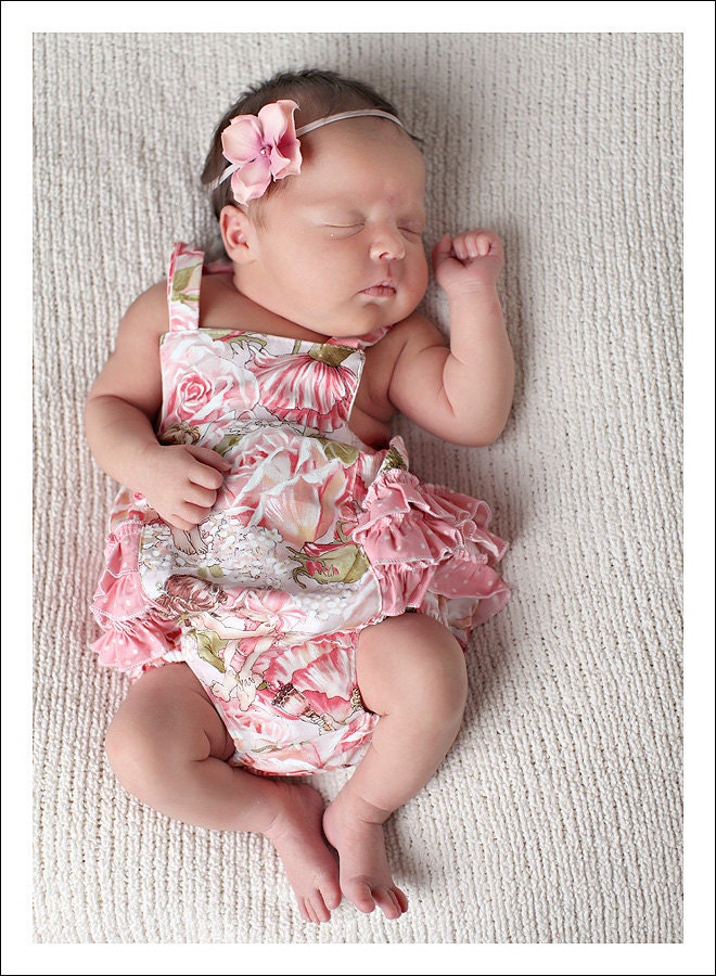 Baby Pattern PDF, Ruffled Baby Romper, Bubble Romper Pattern - newborn - 24 months
