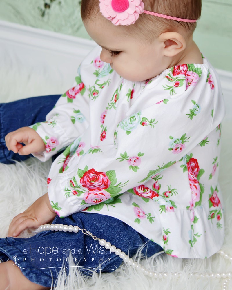 Chlldren Clothing Pattern - Baby Toddler Peasant Top - Long sleeves or short - Tie Dye Diva PDF Pattern