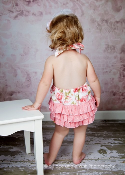 PDF Sewing Pattern - Ruffled Romper Pattern, Girls Romper Pattern - sizes 2 - 6