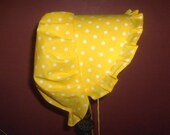 Baby Sunbonnet, small, Yellow with White Polka Dots, LIMITED
