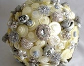 The Pewter and Pearl  Wedding Button Bouquet