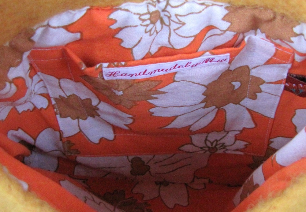Felted bag purse wool handbag shoulderbag hand knit needle felt flowers