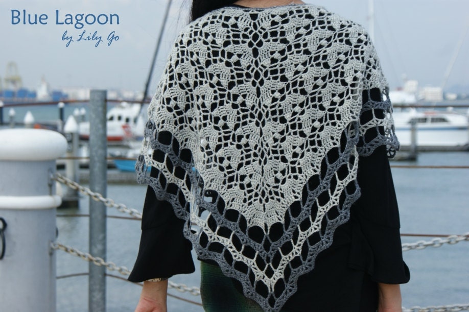 Blue Lagoon Crocheted Shawl Pattern in PDF File