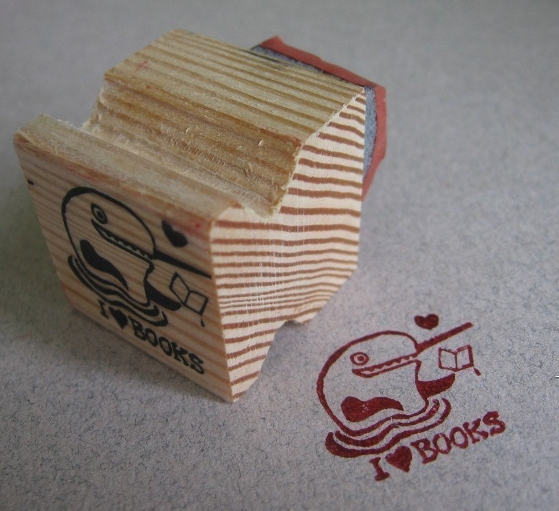 I Heart Books   . . .   Monster Rubber Stamp