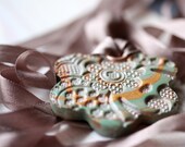 Romantic golden green flower and silk necklace - zsb creations
