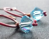 SALE - Light blue crystal and copper earrings - 20% OFF