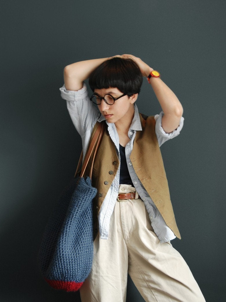 The New England Tote Denim and Cranberry