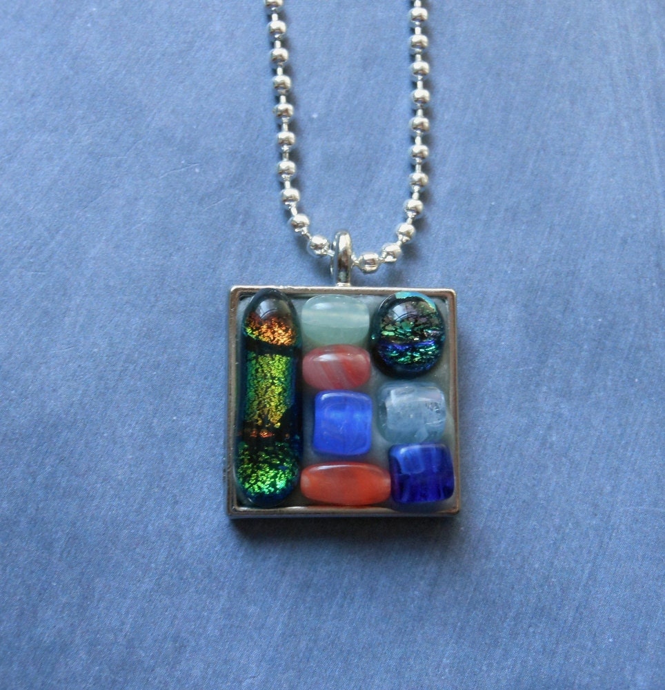 Dichroic Glass  Mosaic Pendant