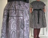 BeesKnees Dress - plus size - grey black paisley vintage fabric - 50B-39W-60H