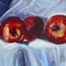 Fruit Still Life, Original Apple Oil Painting, Gallery Canvas, 6x8, Wall Decor, White Table Cloth, Kitchen Art, Kitchen Decor