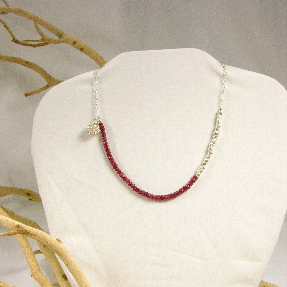 ruby necklace with broccoli charm