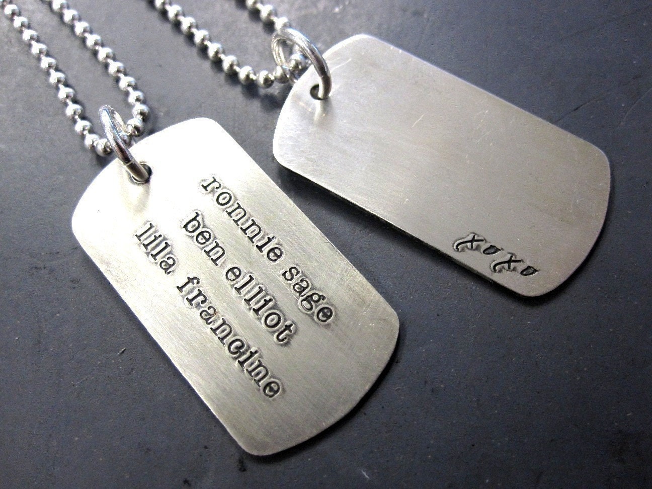 Large sterling silver dog tag necklace