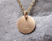 Hand stamped jewelry gold initial disc personalized necklace