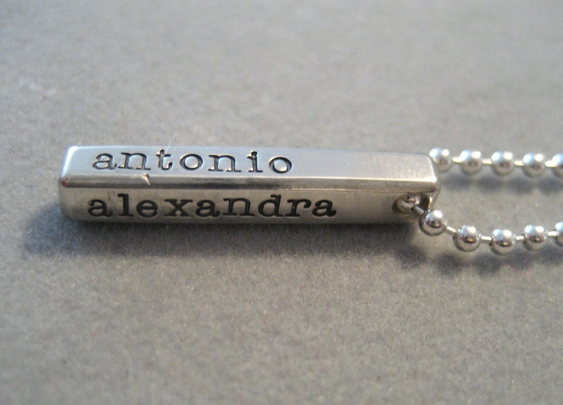 Sterling bar necklace for him or her
