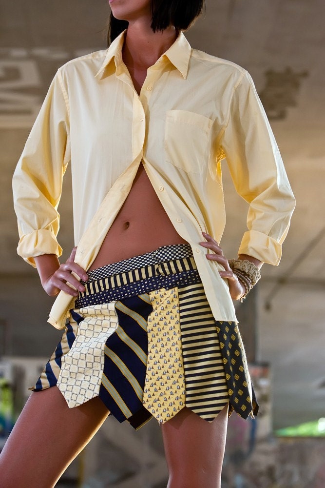 Glamarita Custom Necktie Skirt in NAVY AND GOLD Reserved for Amy Fenicle