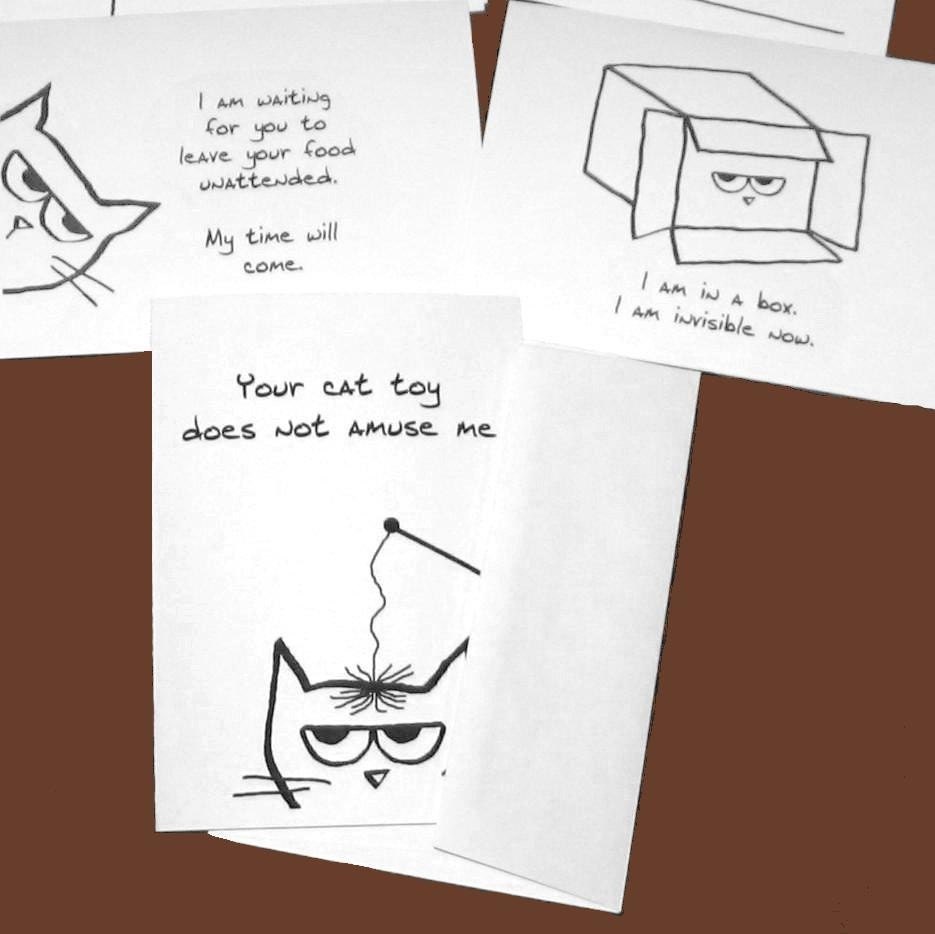 Angry Cat 1 - Set of 8 Large Folded Cards for Cat Lovers