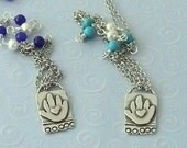 Bat Mitzvah Chamsa Charm sterling silver and stones necklace.
