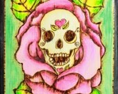 Sugar Skull Rose Plaque