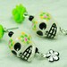 Green Rose Sugar Skull Earrings