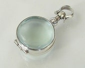 Great Gift - Mini Round Sterling Silver Clear Glass Locket Pendant - for Relics, Mementos, Keepsakes, Photos, or Anything Else - Pendant