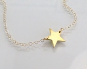 14K Gold Star Necklace, Seen On  Kelly Ripa, Emma Watson, and Lea Michele - 14K Solid Yellow Gold or White Gold