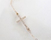 Diamond Sideways Cross Necklace, 14K Gold, Kelly Ripa, Taylor Jacobson, Celebrity Jewelry