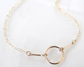 Karma Necklace in 14K Gold Filled, Circle With Bars, Simple And Modern - Also Available in Sterling Silver