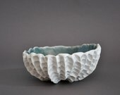 Storm Scallop Textured Bowl - Soup Salad Cereal Serving Beach Modern Decor Porcelain Ceramic