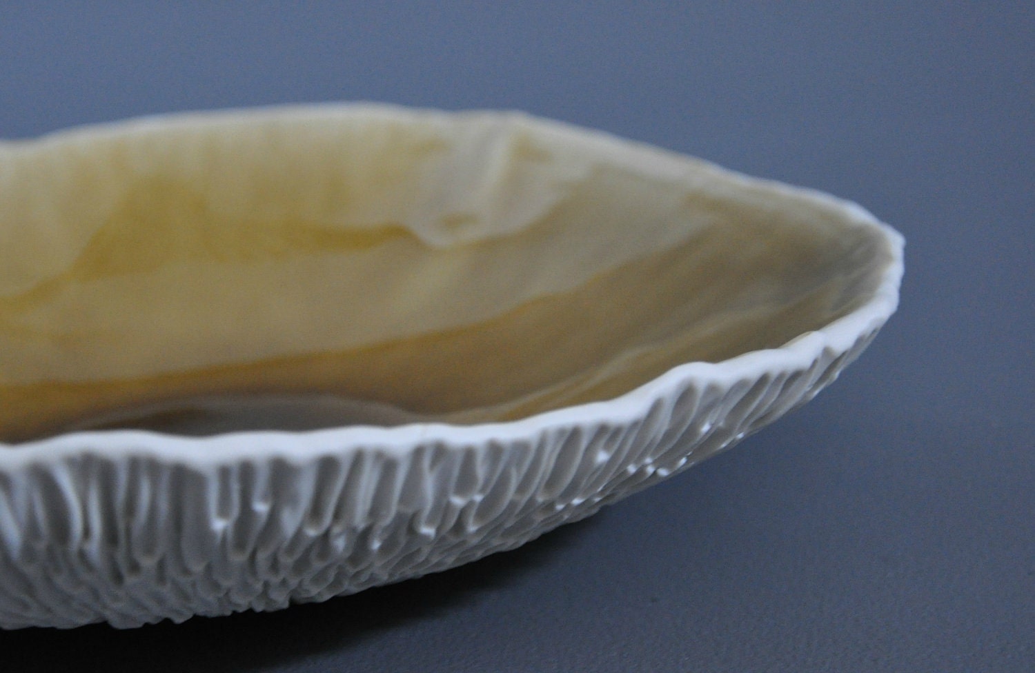 Amber Geode Serving Centerpiece Platter - White Ceramic Porcelain Contemporary Dining