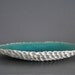 Cerulean Crackle Coral Textured Porcelain Platter - Decorative Dining Serving Centerpiece Plate Home  Decor