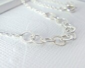 Sterling Silver Necklace, Hammered Chain, Delicate Chain