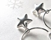 Sterling Silver Star Earrings, Small Silver Hoop Earrings