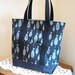 Large Tote Bag Birds on Black