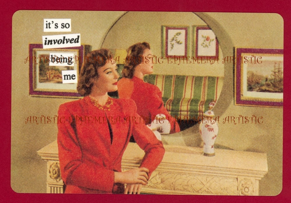 ATPC47 - Anne Taintor Postcard Magnet - it's so involved being me - Funny Retro - Great for Fridge, Thank You Gift, Stocking Stuffer