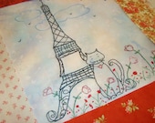 French Kitty Eiffel Tower Hand Embroidery PDF Pattern Instant Download