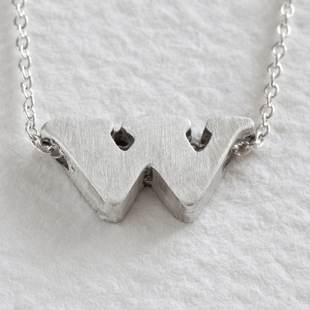 w - sterling silver block letter initial necklace