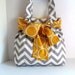Reserved for Emma Dobbs Large Bow Handbag Made of Chevron  Fabric
