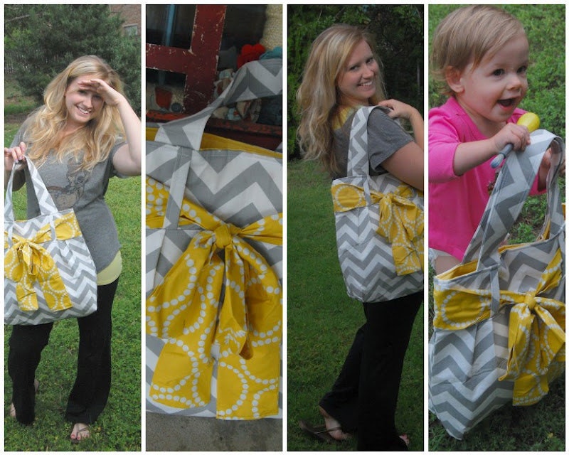Reserved for Emma Dobbs Large Bow Handbag Made of Chevron  Fabric
