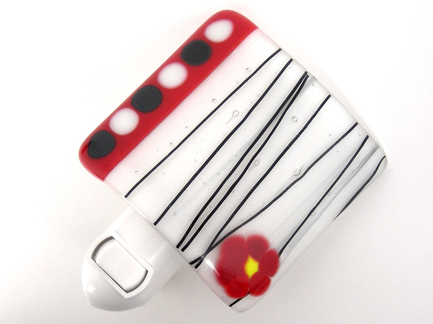 Fused Glass Night Light - Little Red Daisy