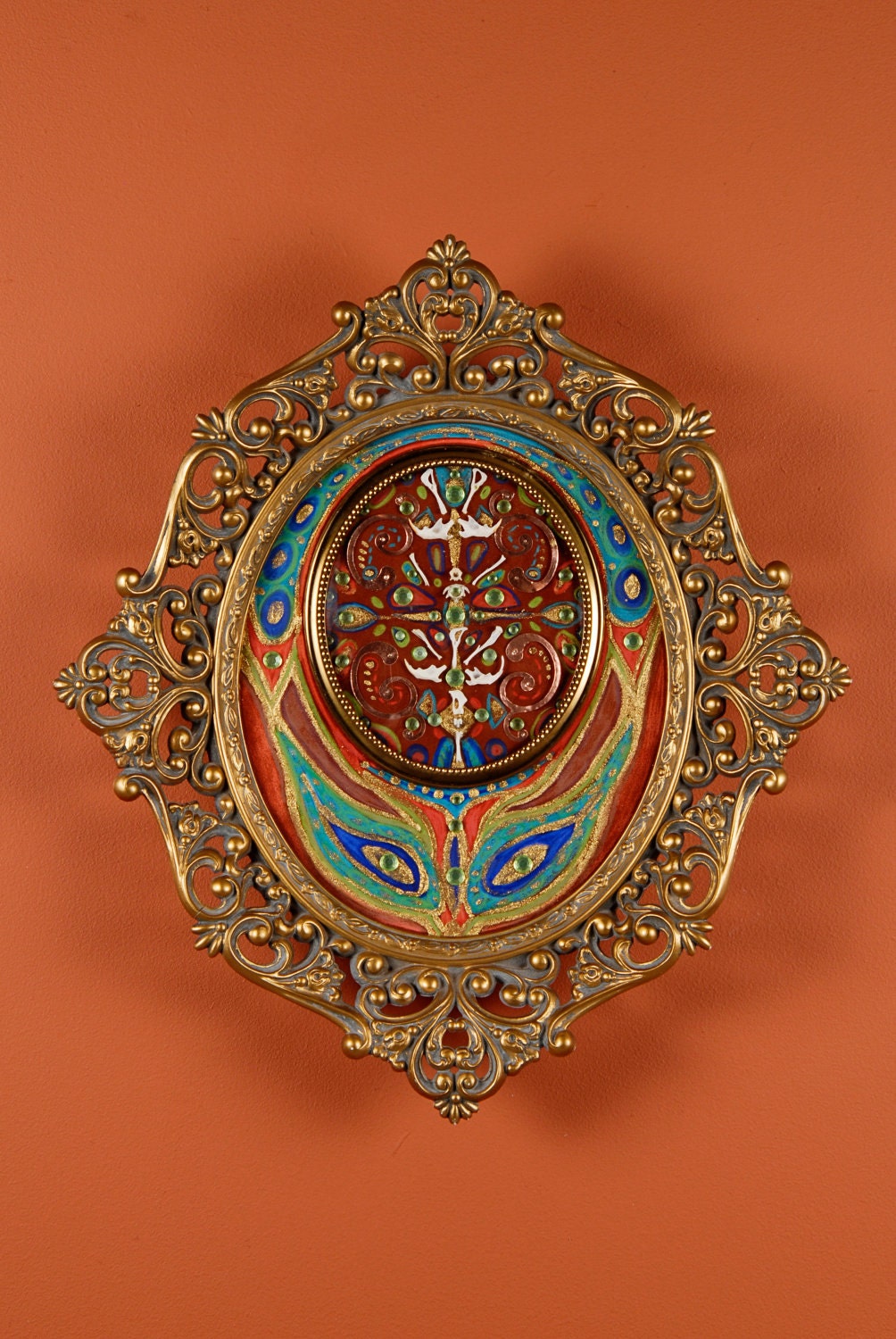 Brightly Decorated Framed Bone Relic - "The Small Things She Has Done for Me"