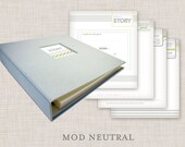 NEUTRAL Modern Baby Memory Book (New Mod Neutral Pages, Gray Cover 9.25 x 9.5)