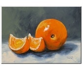 Fresh Orange III 5 x 7 Original Painting on Ampersand Claybord by Torrie Smiley